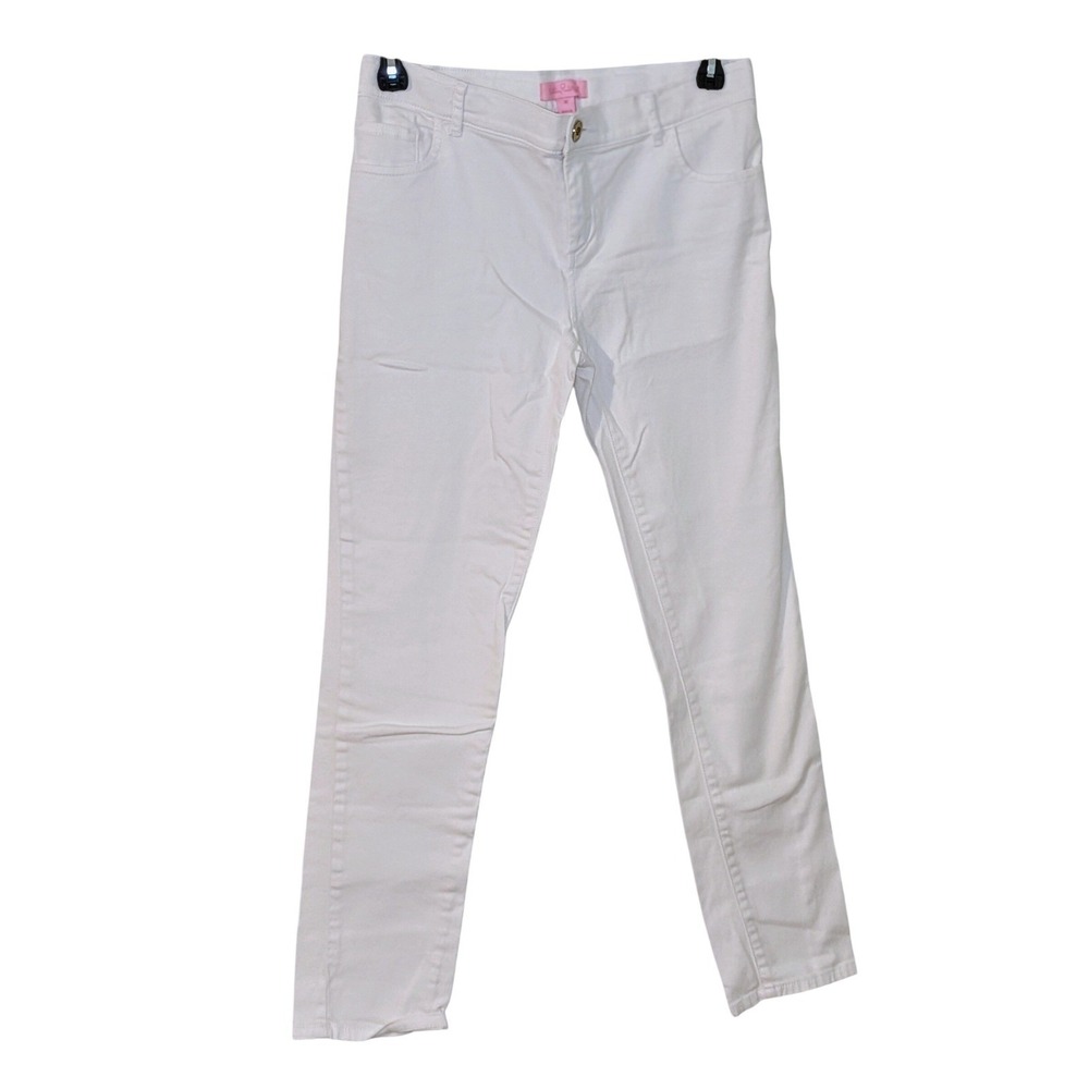 Lilly Pulitzer Girls White Denim Skinny Jeans Size 10 Stretch Pants Preppy